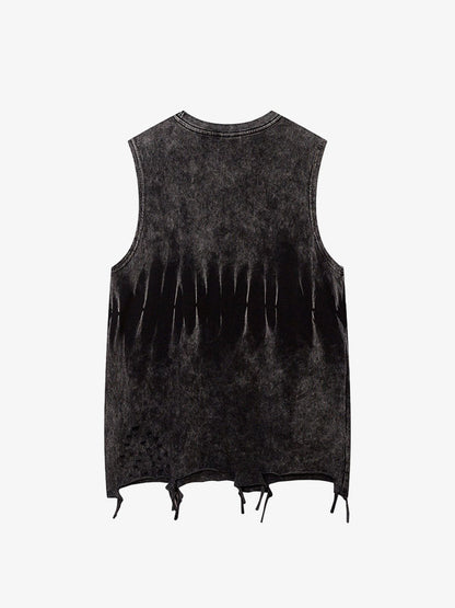 Gradient Tie-Dye Raw Edge Vest