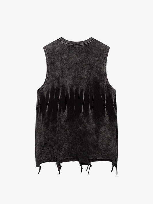 Gradient Tie-Dye Raw Edge Vest