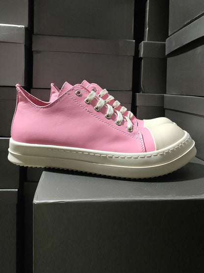 Street Pink Leather Low-Top Sneakers