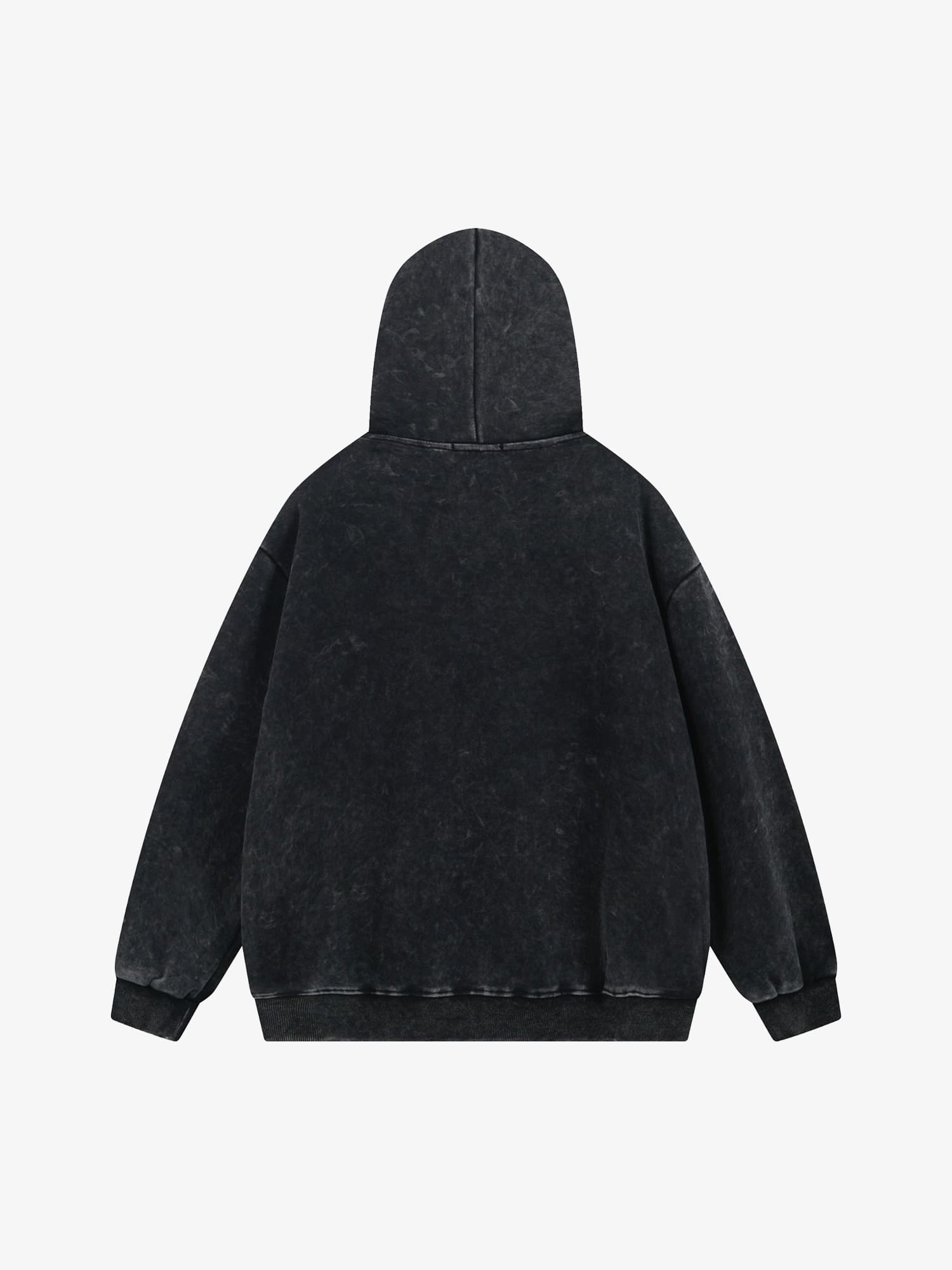 Thesupermade Washed Flame Printed Hooded Fleece Sweatshirt