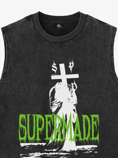 Original Edgy Cross Graphic Vest