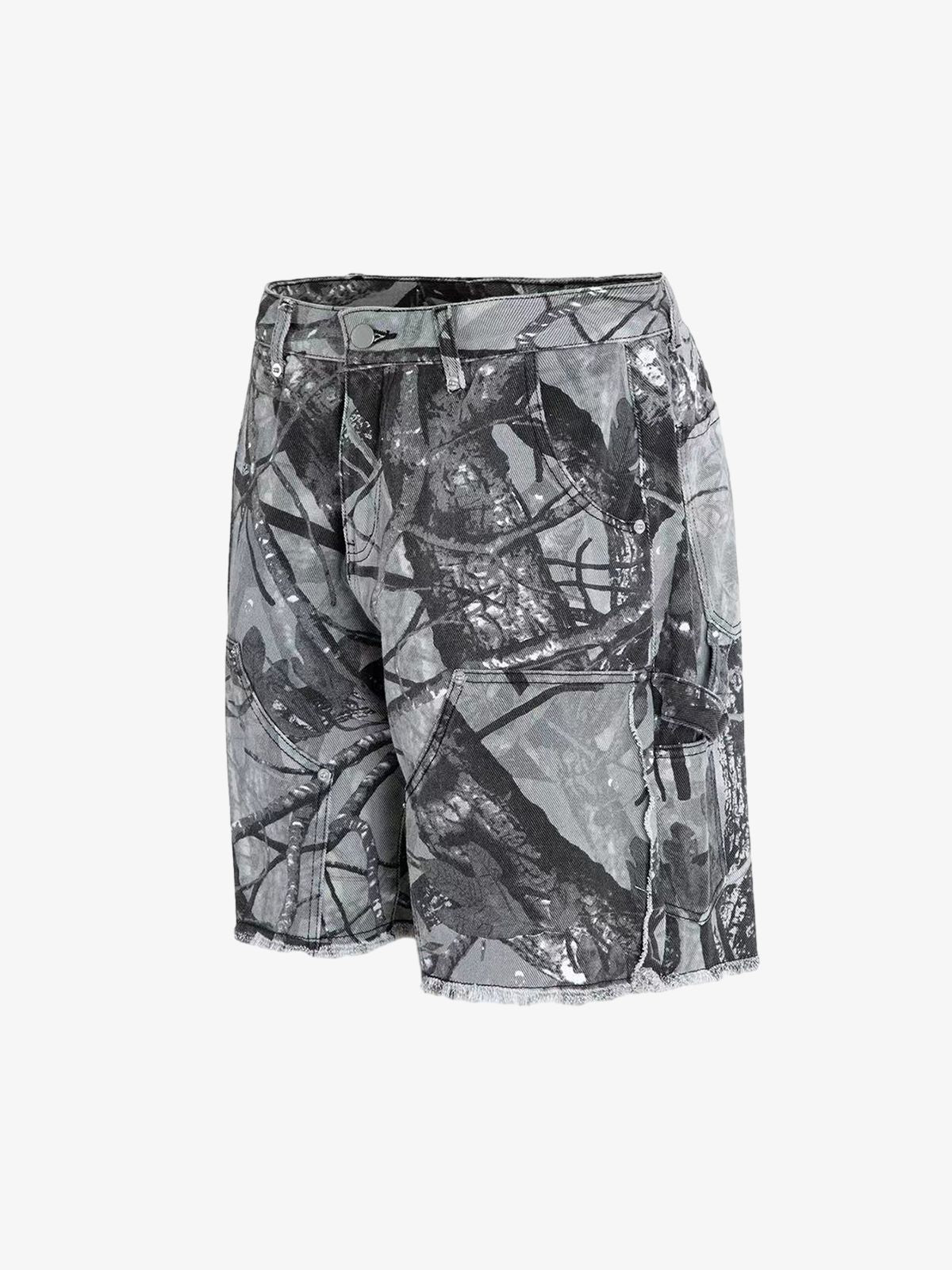 Thesupermade Retro Distressed Camouflage Workwear Hip-Hop Shorts