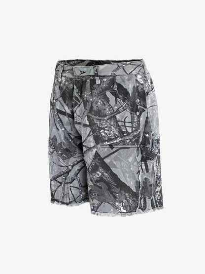 Thesupermade Retro Distressed Camouflage Workwear Hip-Hop Shorts