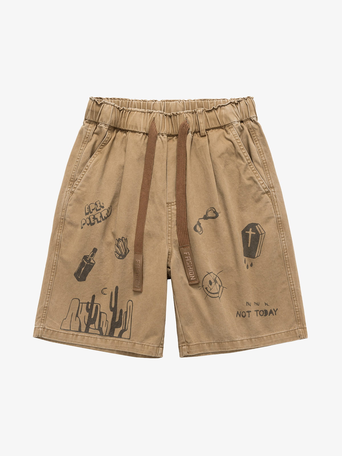 Graphic Print Drawstring Shorts