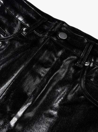 Thesupermade Glossy Patent Leather Flare Pants - 2396