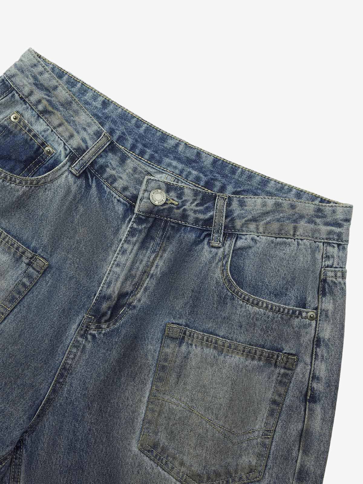 Thesupermade American Street Style Washed Distressed Shorts