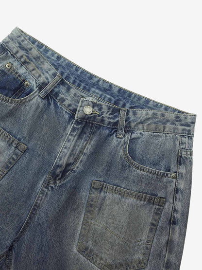 Thesupermade American Street Style Washed Distressed Shorts