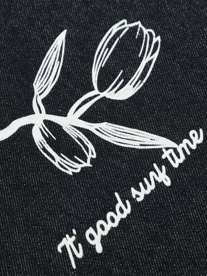 Vintage Graffiti Floral Print Jeans