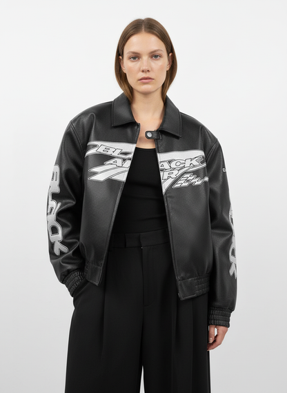 Faux Leather Vintage Street Black Air Jacket - 1821