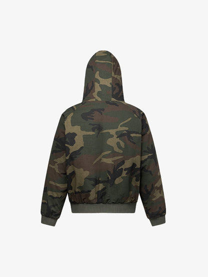 Thesupermade Camouflage Fleece Hooded  Jacket