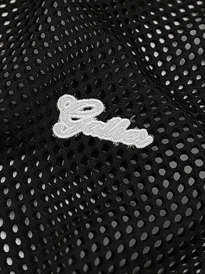 Hollow Sports Mesh Embroidered Letters Vest