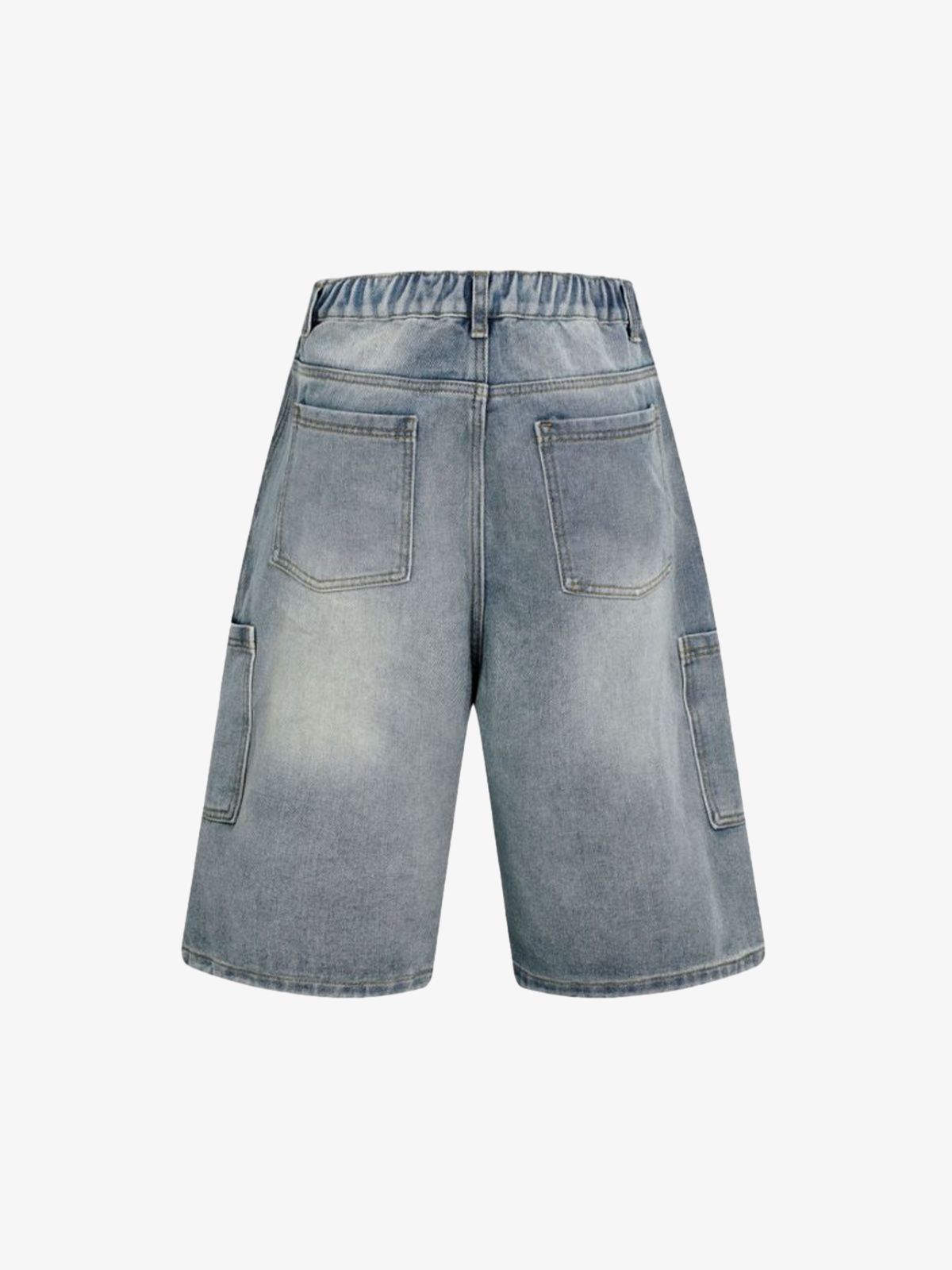 Washed Distressed Raw Edge Denim Jorts