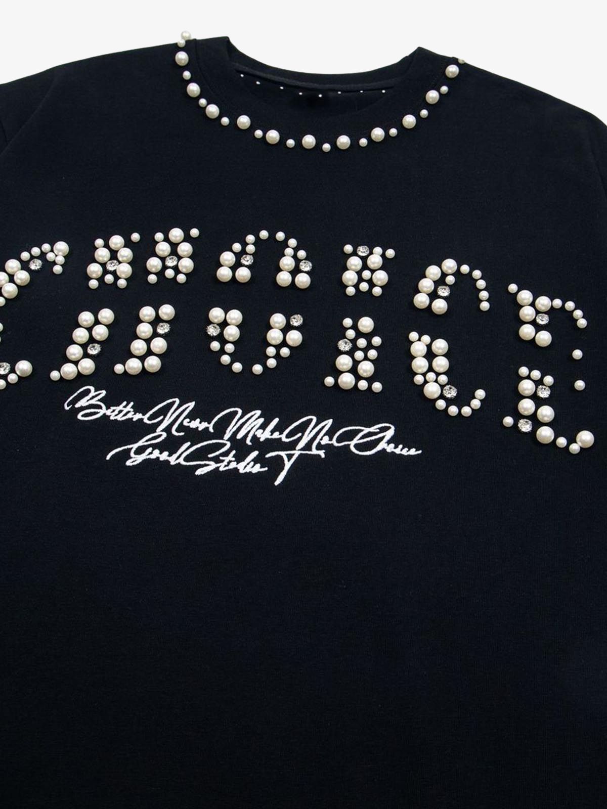 Elegant Pearl-Embellished Oversized T-Shirt