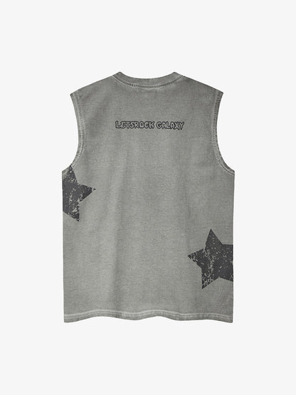 Washed Star Print Vest