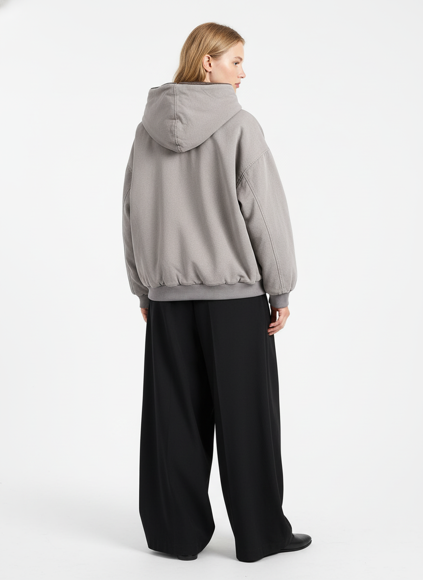 Thesupermade Fur Hooded Zip Up Quilted Jacket - 2510