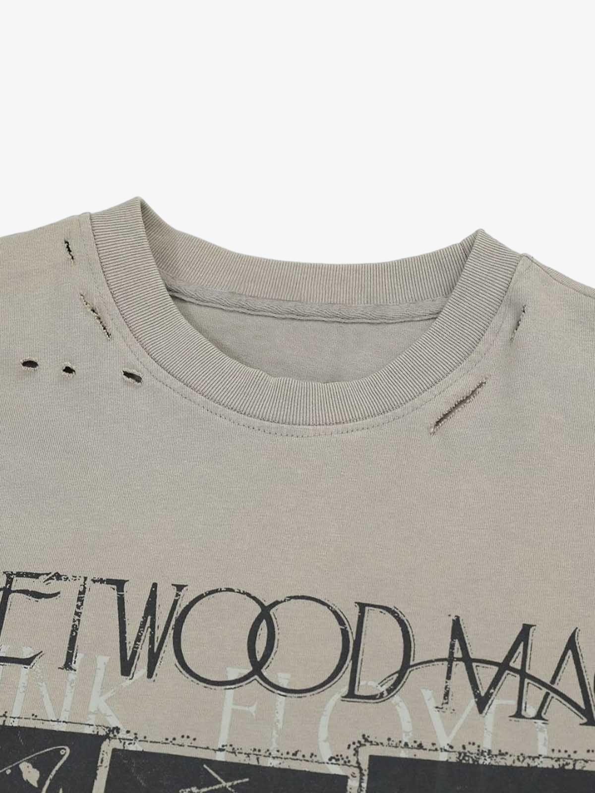 Distressed Camouflage Faux Two-Piece Graphic T-Shirt - 2420