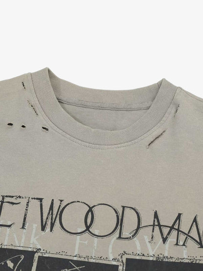 Distressed Camouflage Faux Two-Piece Graphic T-Shirt - 2420