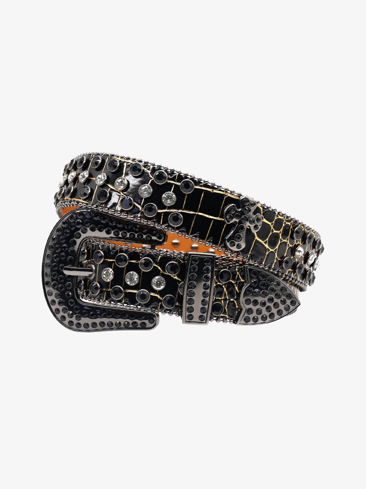 Punk Style Leather Hotflix  Rhinestone Belt