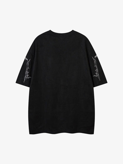 Thorn Embroidery Suede T-Shirt