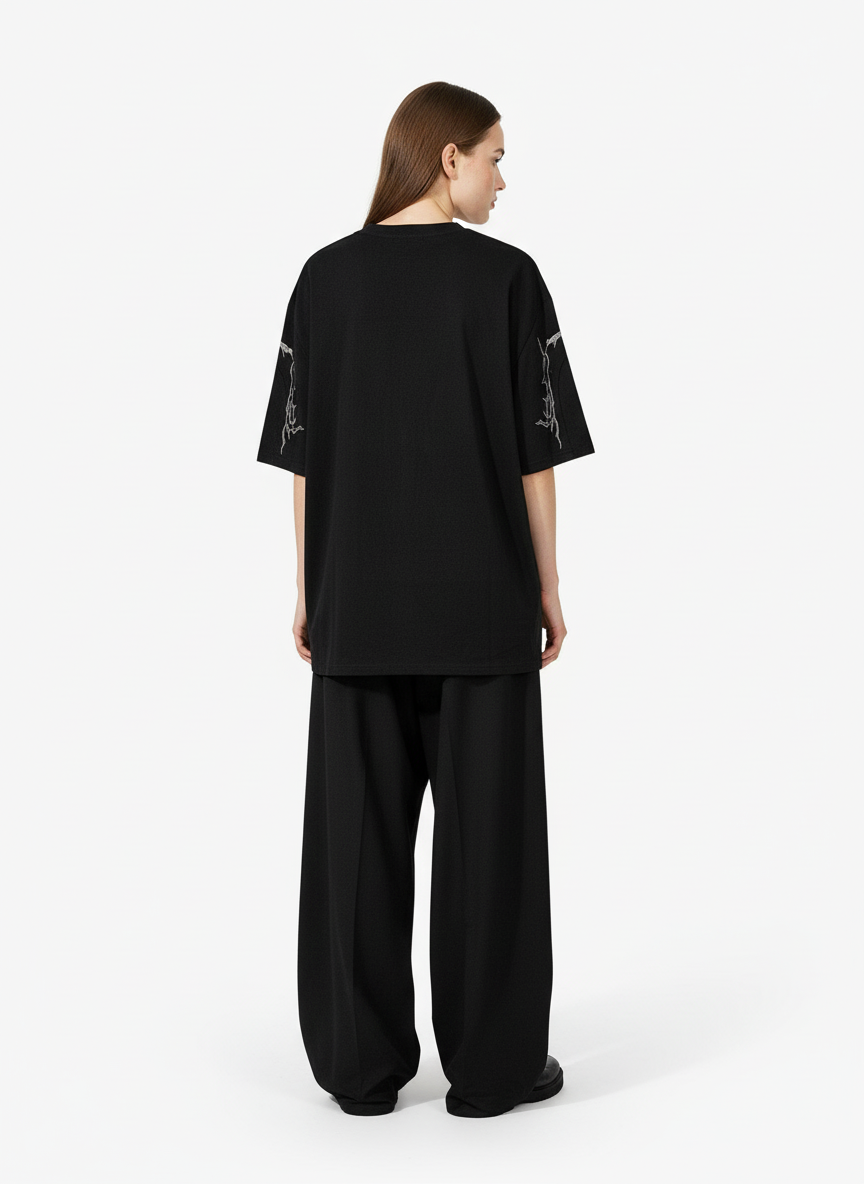 Thorn Embroidery Suede T-Shirt