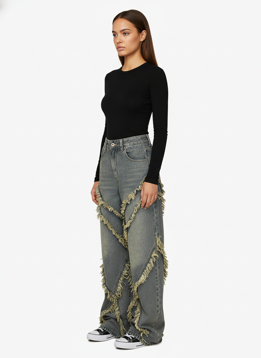 Thesupermade High Street Hip Hop Washed Distressed Jeans - 2069