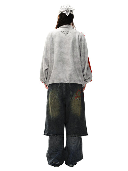 Wasteland Patchwork Graffiti Zip Up Jacket