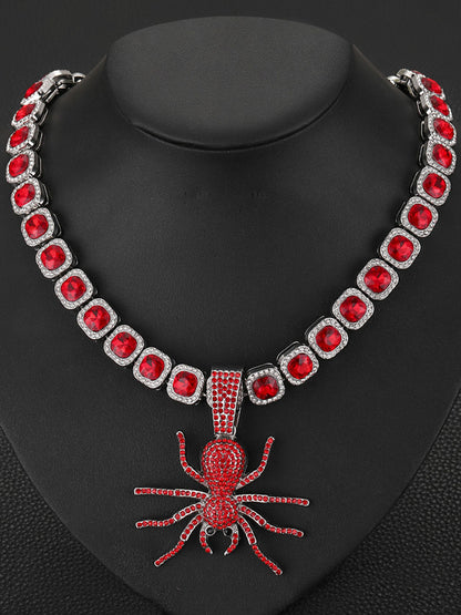 Thesupermade Punk Style Red Spider Cuban Necklace