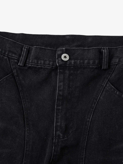 Washed Distressed Multi-Pocket Cargo Jeans