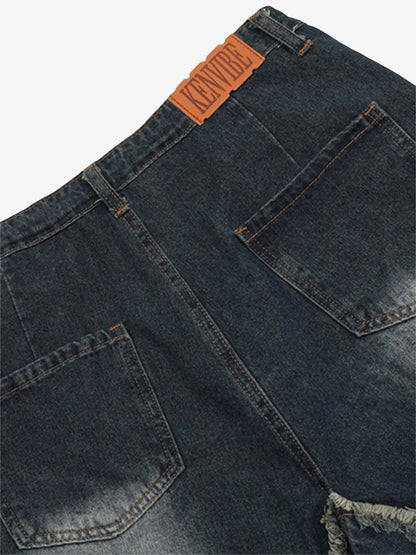 Thesupermade American Pentagram Tassel Patch Denim Shorts - 1681