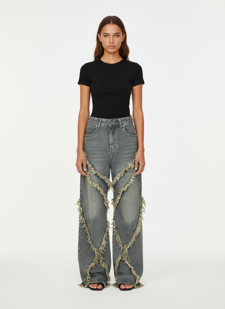 Thesupermade High Street Hip Hop Washed Distressed Jeans - 2069
