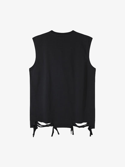 Retro Tattered Print Vest