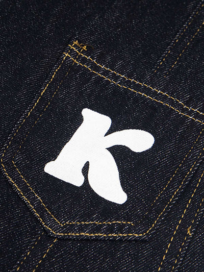 Fun Letter Pocket Barrel Jeans