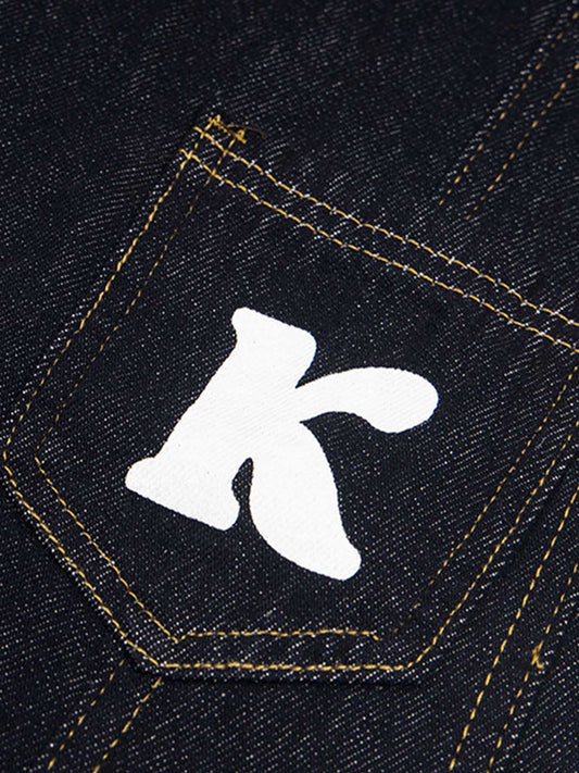 Fun Letter Pocket Barrel Jeans
