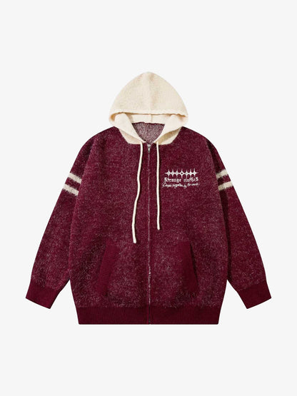 Thesupermade Fuzzy Zipper Hooded Sweater