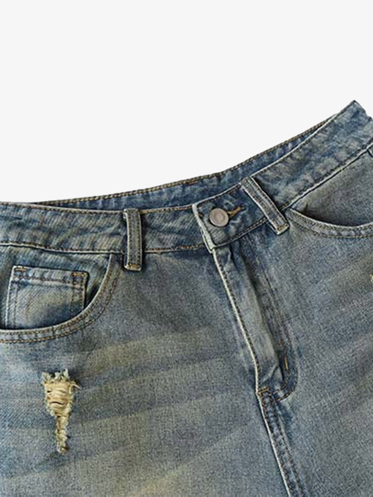 Washed Distressed Spray-Painted Ripped Jorts