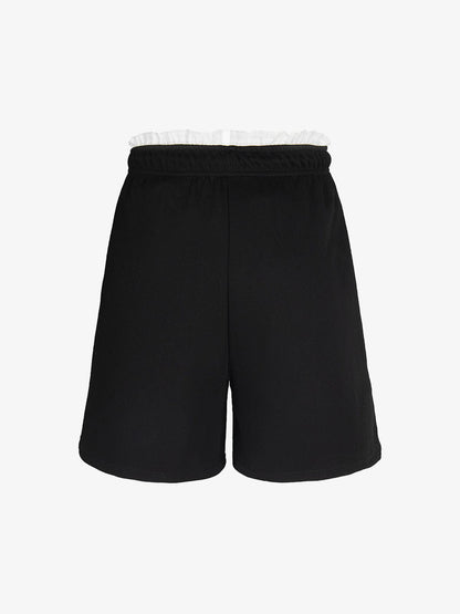 Elastic Letter Double Waist Shorts