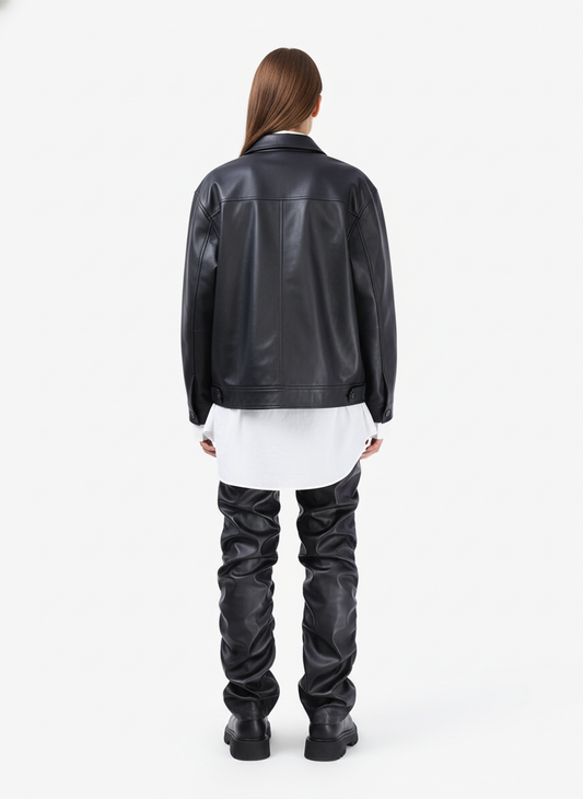 Thesupermade Punk Style Pleated Leather Pants - 2195