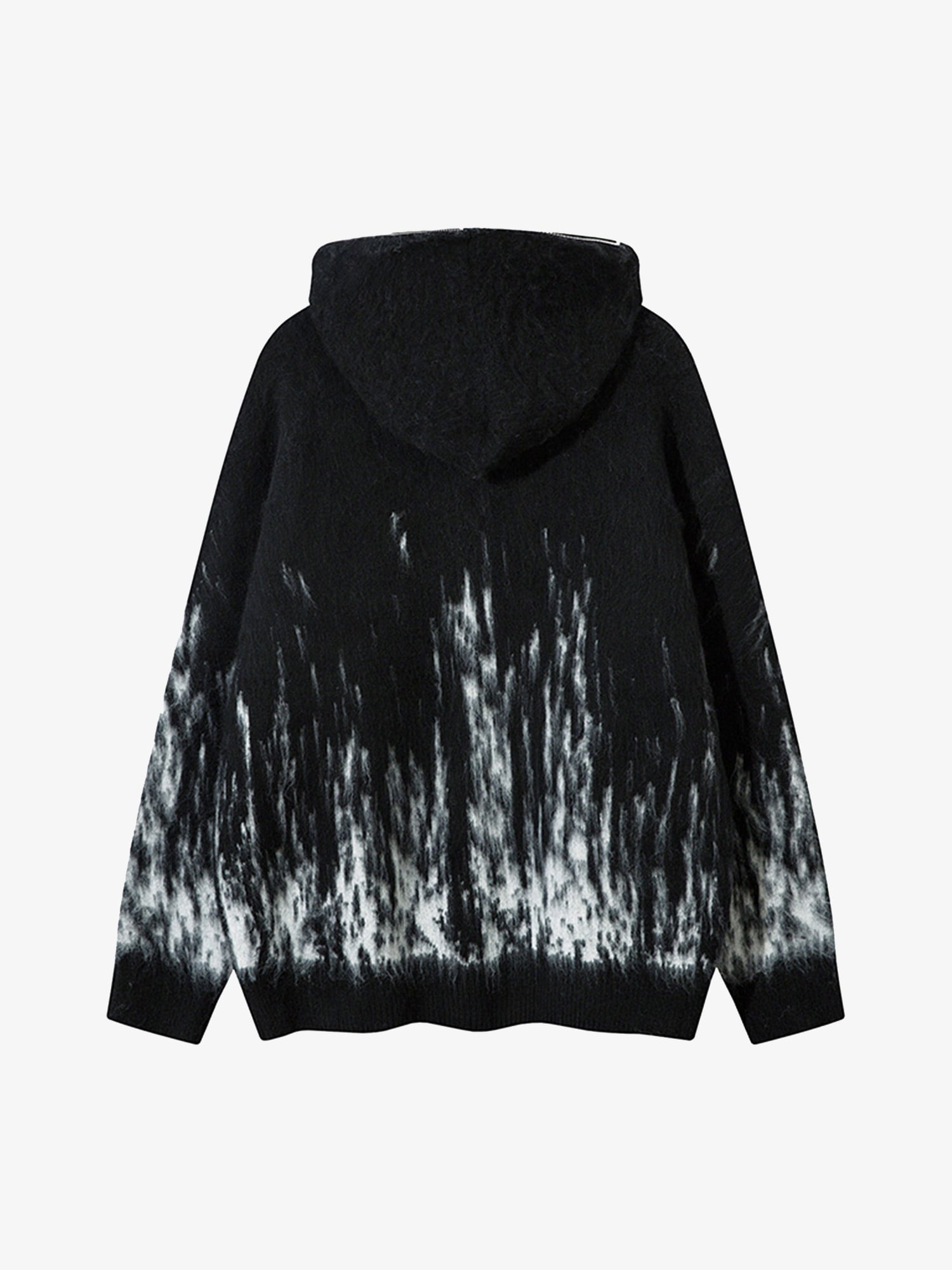 Thesupermade Star Mohair Fuzzy Hooded Zip Up Sweater