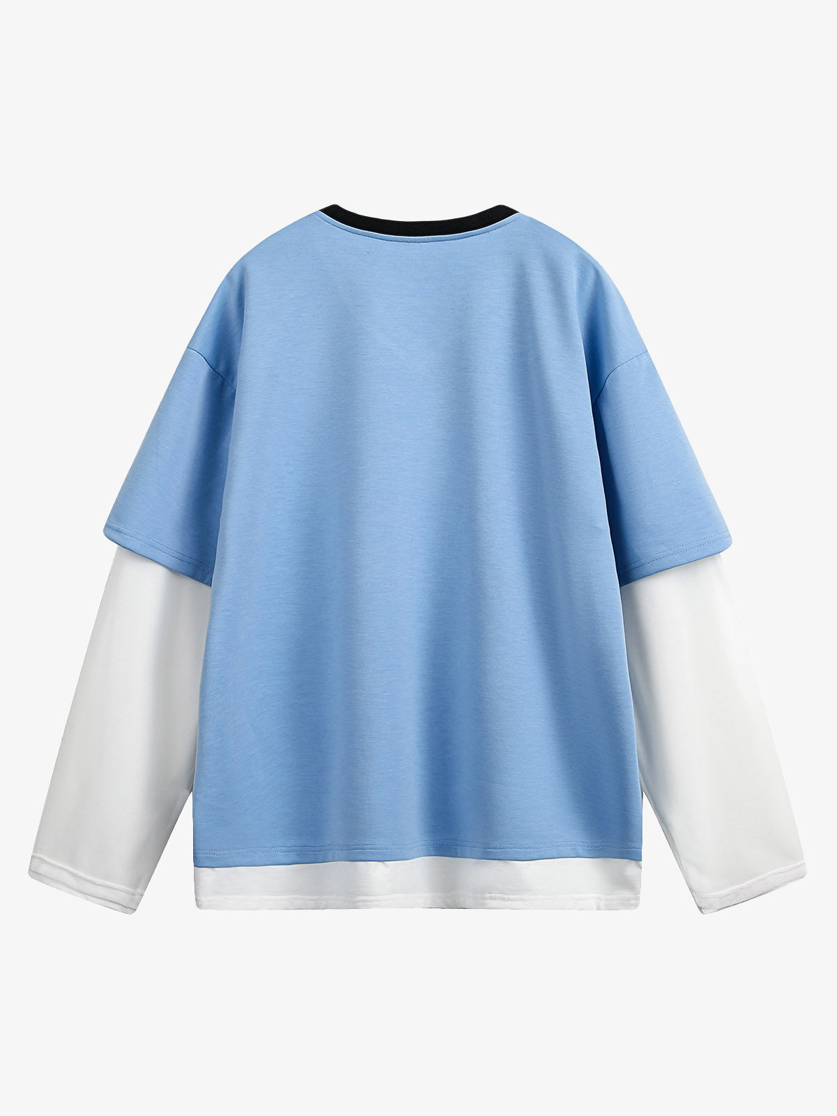 Faux Two-Piece Jersey Print Long Sleeve T-shirt - 2296