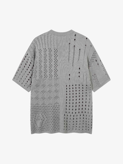 Openwork Knit Short-Sleeve Sweater