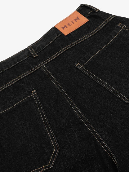 Contrast Stitched Patch Pocket Denim Jorts