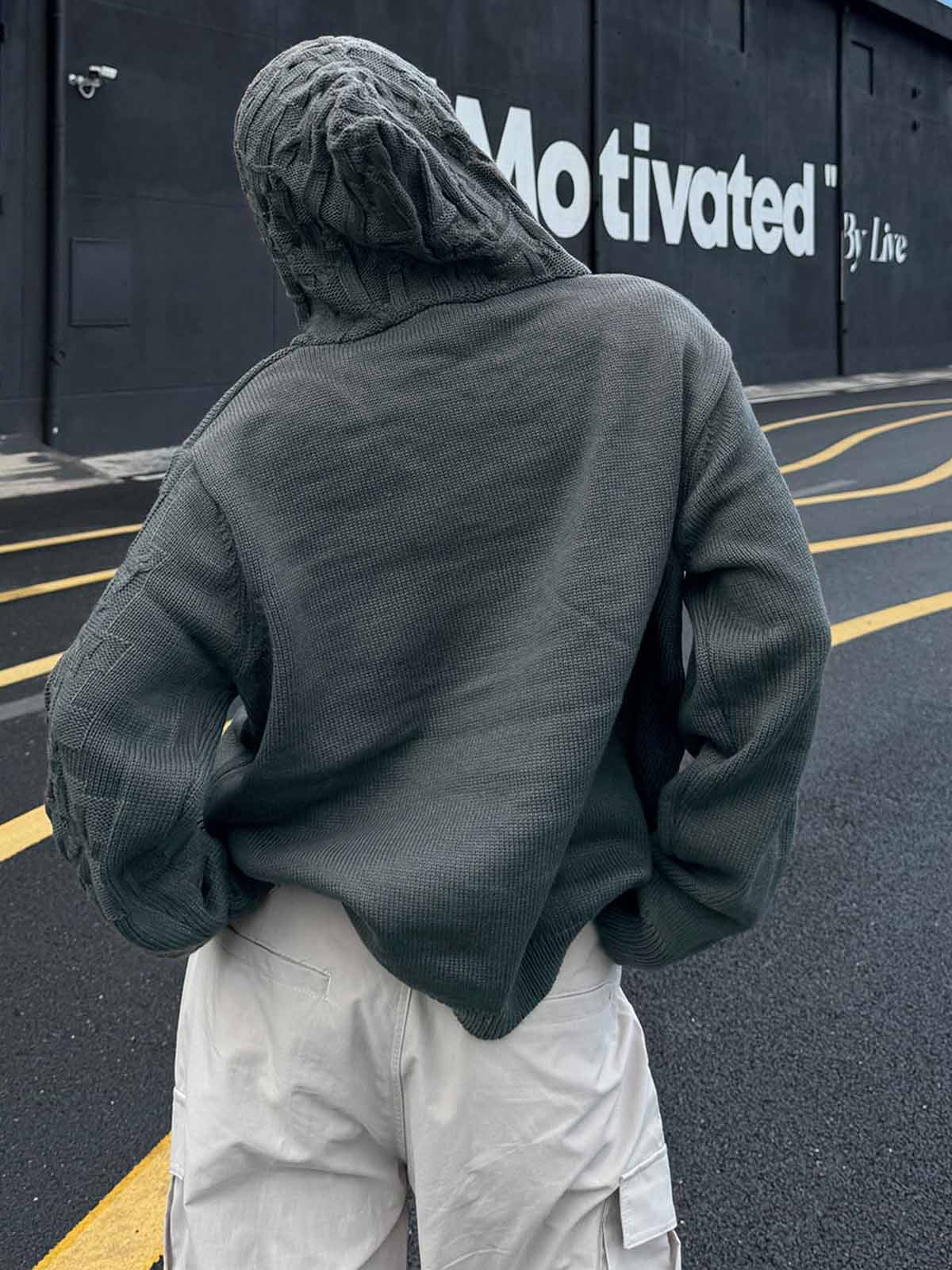 Asymmetric Irregular Knitted Sweater Hoodie