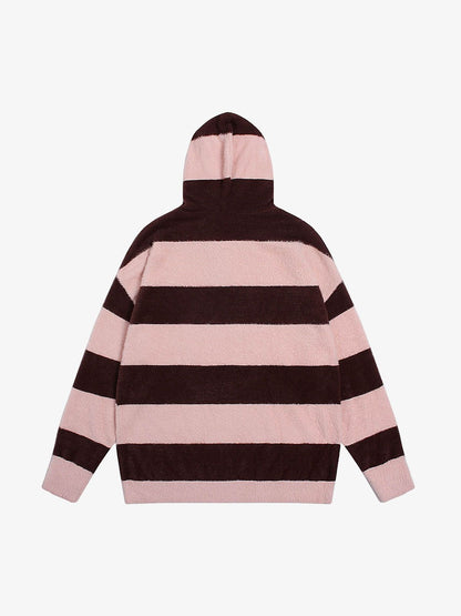 Thesupermade Hooded Striped Knit Sweater