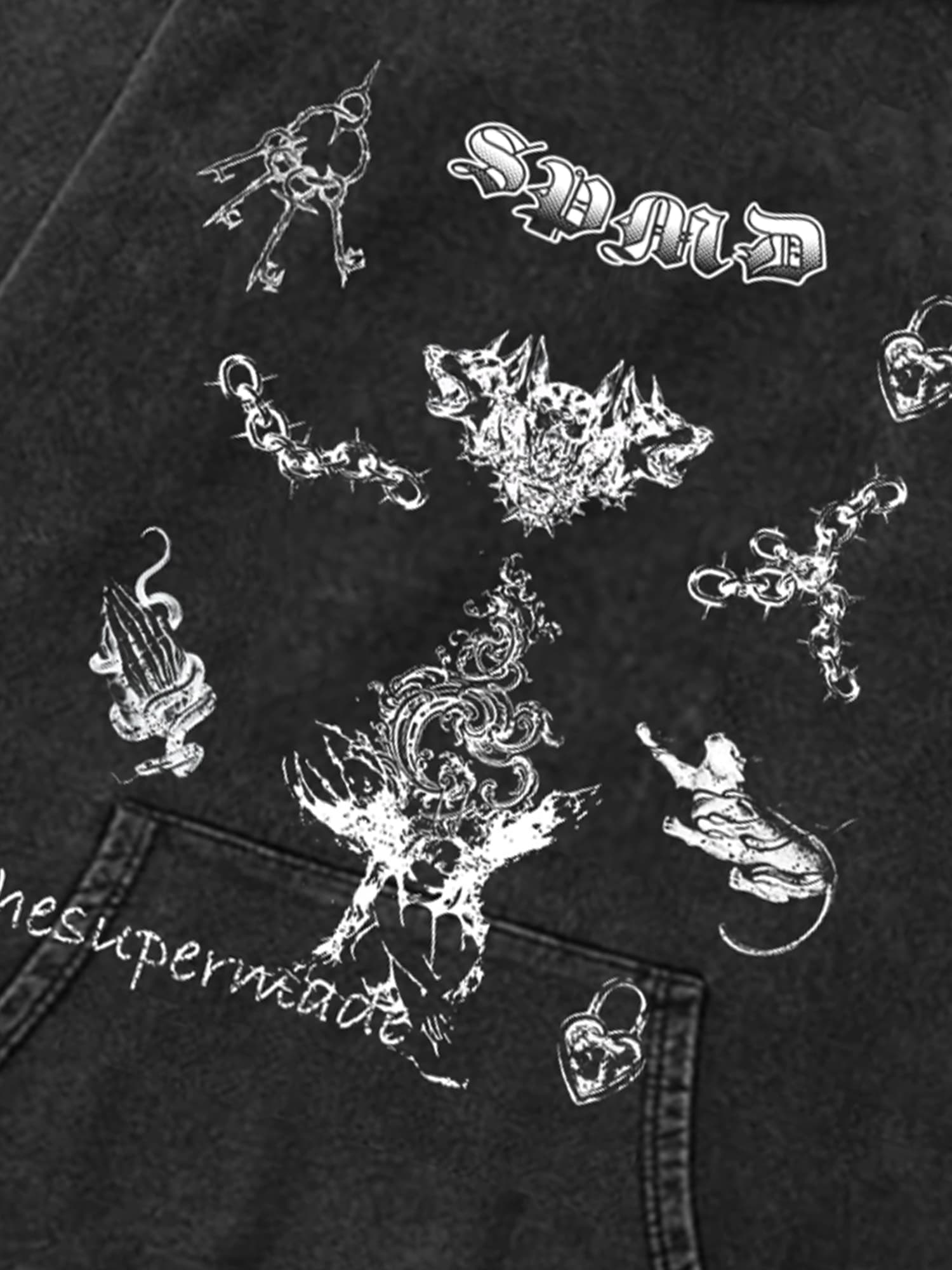 Thesupermade Distressed Gothic Insignia Print Sweatshirt