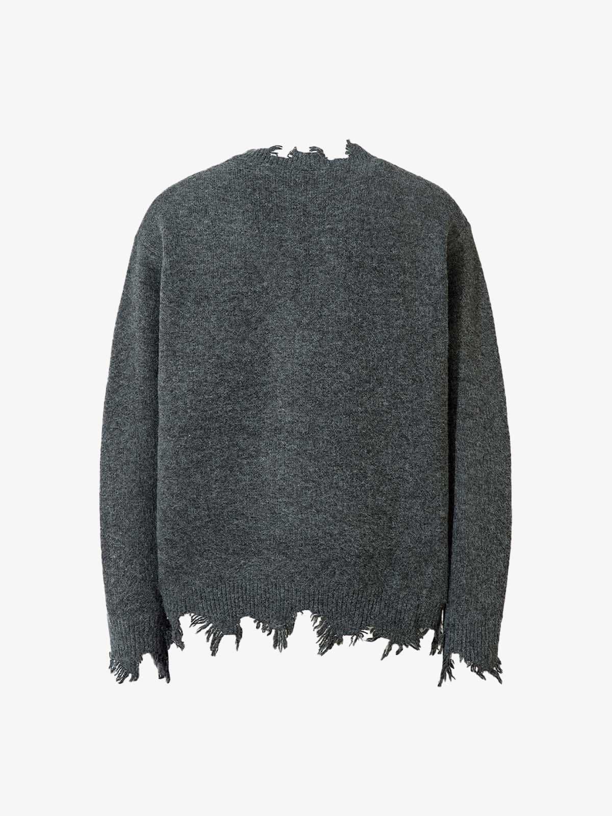 Distressed Quarter Zip Sweater