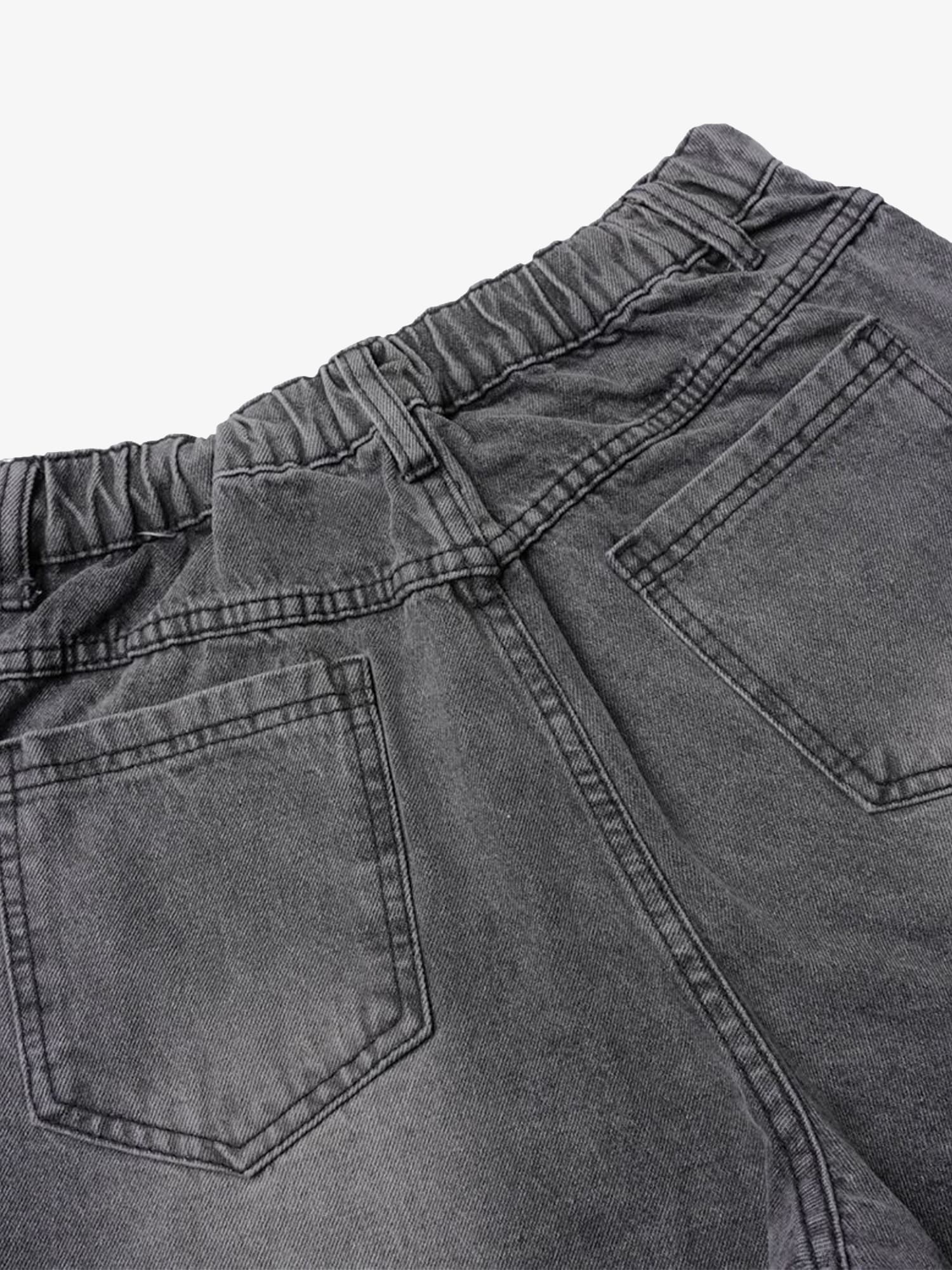 Washed Distressed Multi-Pocket Cargo Jeans