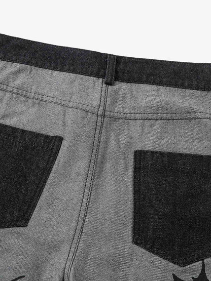 Tribal Flame Print Baggy Jeans