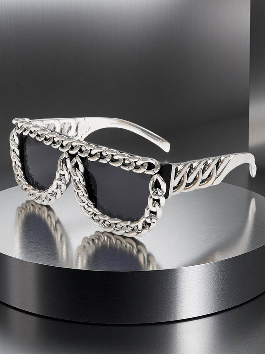 Street Square Frame Chain Sunglasses