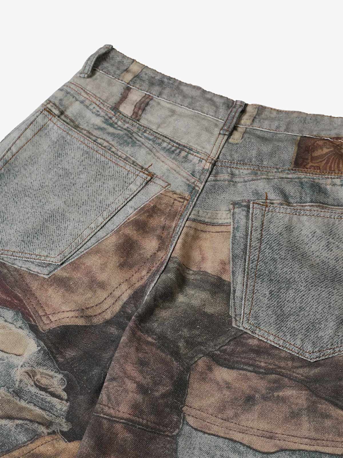 Thesupermade High Street Distressed Washed Printed Jeans - 2246
