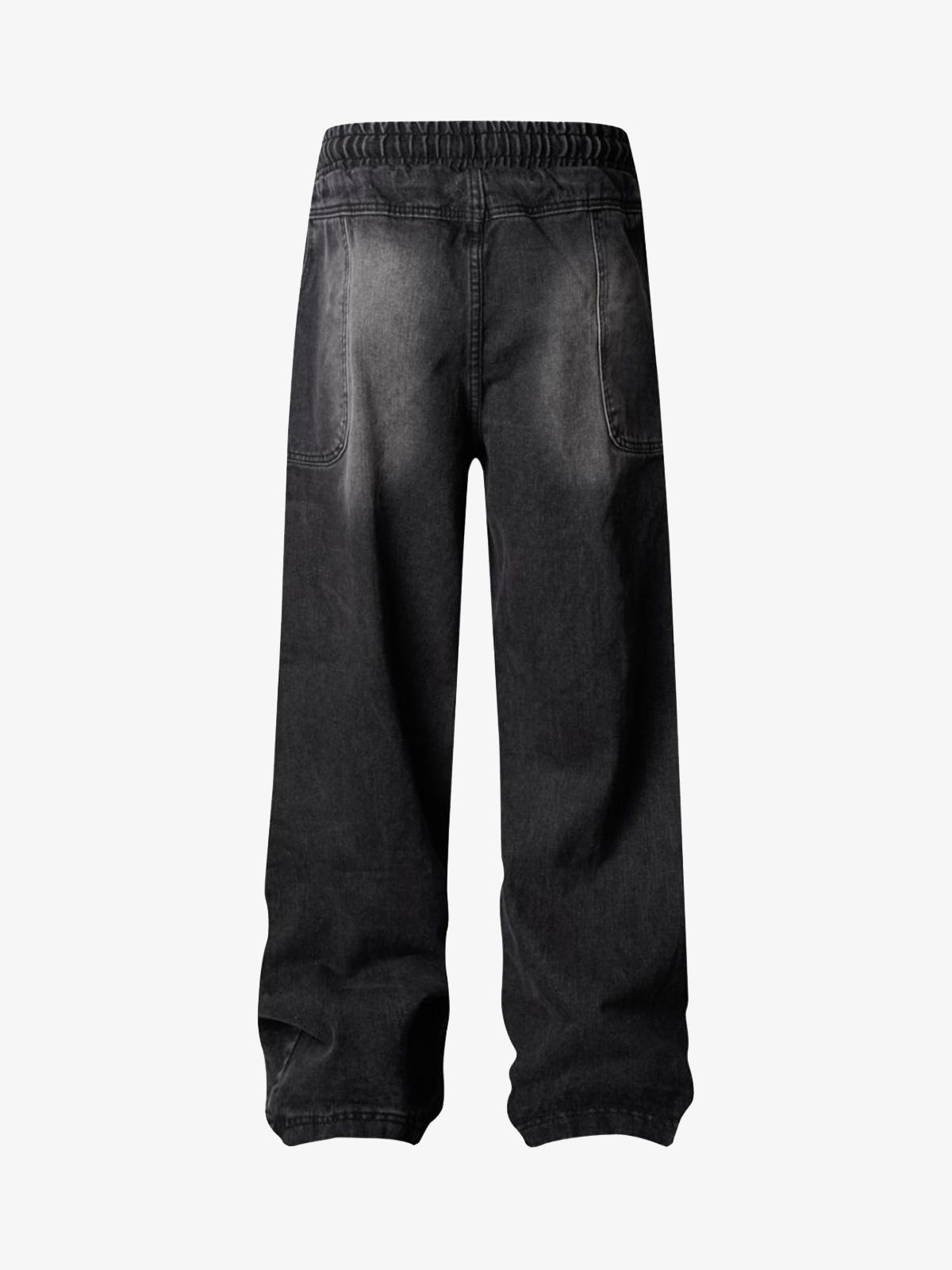 Washed Distressed Deconstructed Split Drawstring Jeans